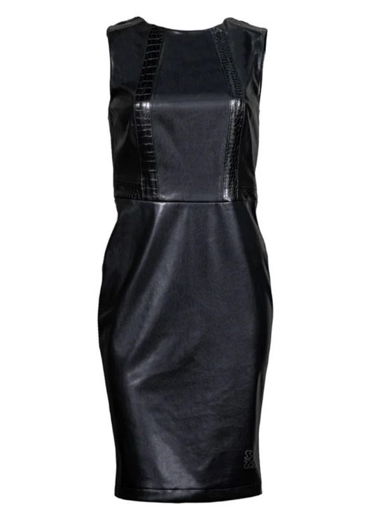 Sportalm Dresses & Skirts - Sportalm Orivelle Leather Like Dress Black Midi 42